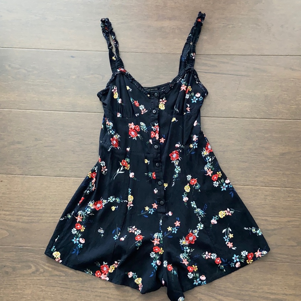 Urban Outfitters | Black Floral Romper